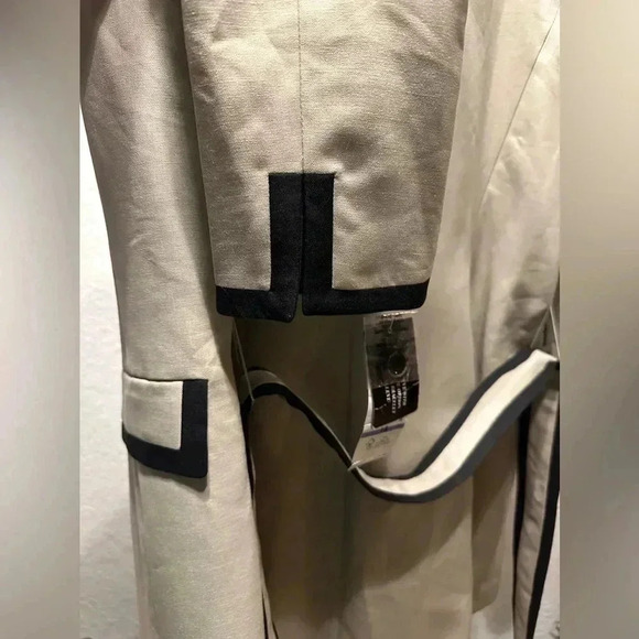 Kasper blue grotto summer straw/black belted trench coat size 18 - Picture 7 of 11